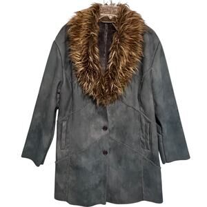Vintage Penny Lane Coat Size 2X Excelled Collection Blue-Gray Faux Suede Jacket